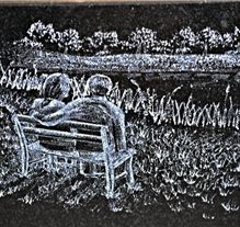 Three-dimensional rose shape carving on granite monument